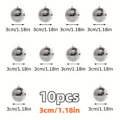 30db Mini Disco Ball díszek Fényvisszaverő ezüst függő csecsebecse Mardi Gras Disco Party Decor Csillogó karácsonyfa ajándék