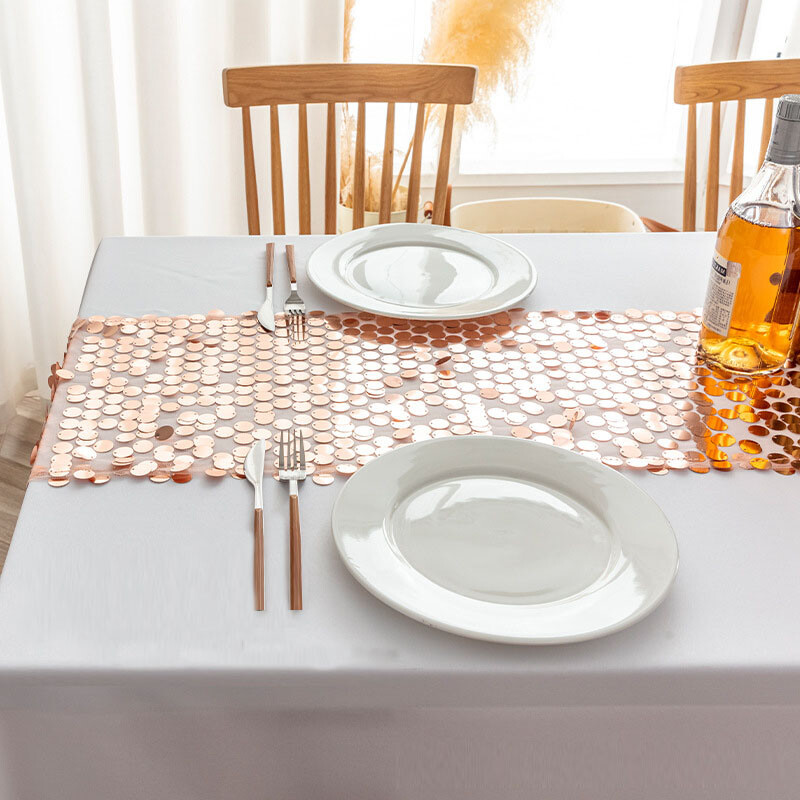 Flitteres asztali futó 30x275 cm téglalap alakú vacsoraasztal futó, arany ezüst bankett esküvői rendezvényre, lakberendezési kellék