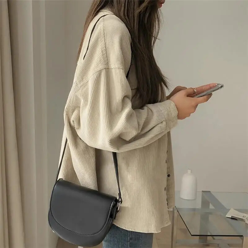 Női kordbársony ing új vintage hongkongi stílusú, közepes hosszúságú, sokoldalú, bő szabású flanel dzseki tavaszra és őszre