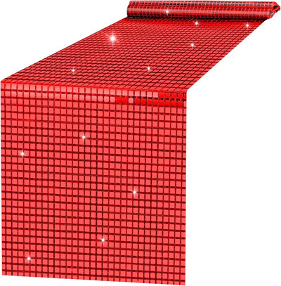 Csillogó flitteres diszkóasztal futó 33*180cm tükör arany/ezüst fólia fémes étkezőasztal dekoráció esküvői bulira születésnapra