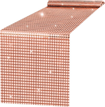 Csillogó flitteres diszkóasztal futó 33*180cm tükör arany/ezüst fólia fémes étkezőasztal dekoráció esküvői bulira születésnapra