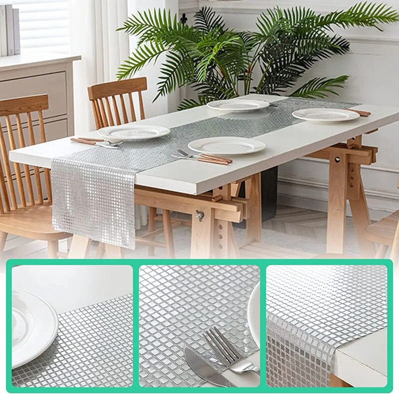 Csillogó flitteres diszkóasztal futó 33*180cm tükör arany/ezüst fólia fémes étkezőasztal dekoráció esküvői bulira születésnapra