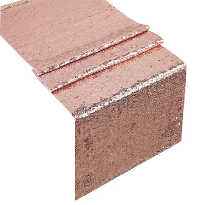 Csillogóan csillogó hímző asztali futók Rose Champagne Gold flitteres asztaltakaró esküvői parti ruhákhoz Chemin De Mariage