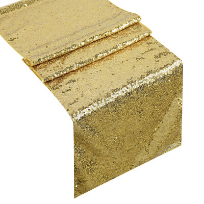 Csillogóan csillogó hímző asztali futók Rose Champagne Gold flitteres asztaltakaró esküvői parti ruhákhoz Chemin De Mariage