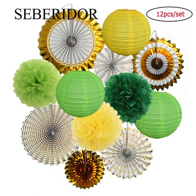 Χριστουγεννιάτικη μπομπονιέρα Μικτό κρεμαστό χαρτί βεντάλια στρογγυλό φανάρι Παιδικό αγόρι κορίτσι 1ο ντεκόρ γενεθλίων DIY Tissue Pompom Κόκκινο πράσινο