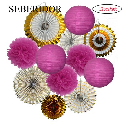 Χριστουγεννιάτικη μπομπονιέρα Μικτό κρεμαστό χαρτί βεντάλια στρογγυλό φανάρι Παιδικό αγόρι κορίτσι 1ο ντεκόρ γενεθλίων DIY Tissue Pompom Κόκκινο πράσινο