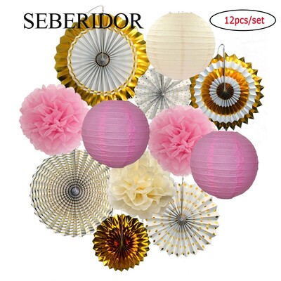 Χριστουγεννιάτικη μπομπονιέρα Μικτό κρεμαστό χαρτί βεντάλια στρογγυλό φανάρι Παιδικό αγόρι κορίτσι 1ο ντεκόρ γενεθλίων DIY Tissue Pompom Κόκκινο πράσινο