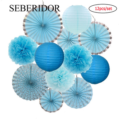 Χριστουγεννιάτικη μπομπονιέρα Μικτό κρεμαστό χαρτί βεντάλια στρογγυλό φανάρι Παιδικό αγόρι κορίτσι 1ο ντεκόρ γενεθλίων DIY Tissue Pompom Κόκκινο πράσινο