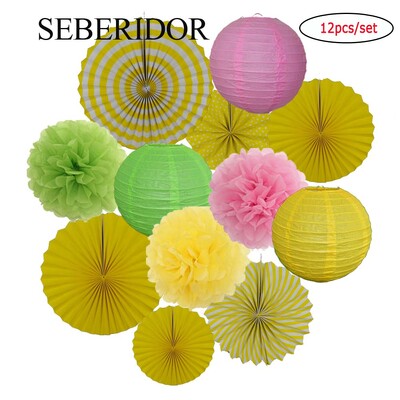 Χριστουγεννιάτικη μπομπονιέρα Μικτό κρεμαστό χαρτί βεντάλια στρογγυλό φανάρι Παιδικό αγόρι κορίτσι 1ο ντεκόρ γενεθλίων DIY Tissue Pompom Κόκκινο πράσινο