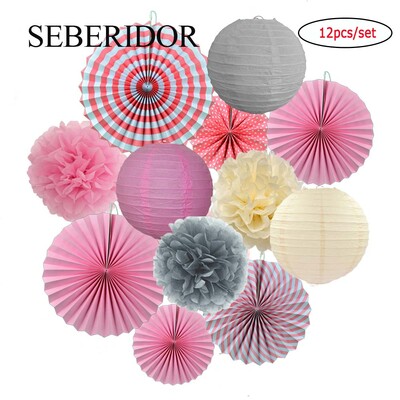 Χριστουγεννιάτικη μπομπονιέρα Μικτό κρεμαστό χαρτί βεντάλια στρογγυλό φανάρι Παιδικό αγόρι κορίτσι 1ο ντεκόρ γενεθλίων DIY Tissue Pompom Κόκκινο πράσινο