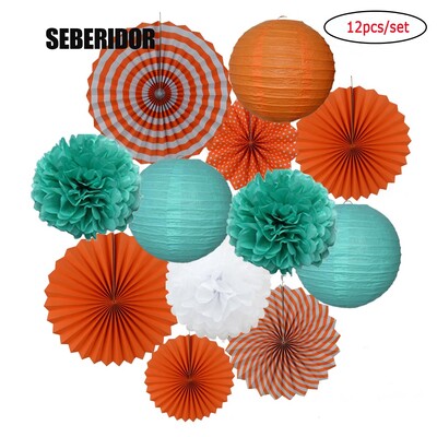 Χριστουγεννιάτικη μπομπονιέρα Μικτό κρεμαστό χαρτί βεντάλια στρογγυλό φανάρι Παιδικό αγόρι κορίτσι 1ο ντεκόρ γενεθλίων DIY Tissue Pompom Κόκκινο πράσινο