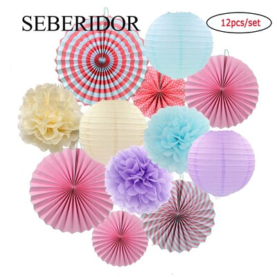 Χριστουγεννιάτικη μπομπονιέρα Μικτό κρεμαστό χαρτί βεντάλια στρογγυλό φανάρι Παιδικό αγόρι κορίτσι 1ο ντεκόρ γενεθλίων DIY Tissue Pompom Κόκκινο πράσινο