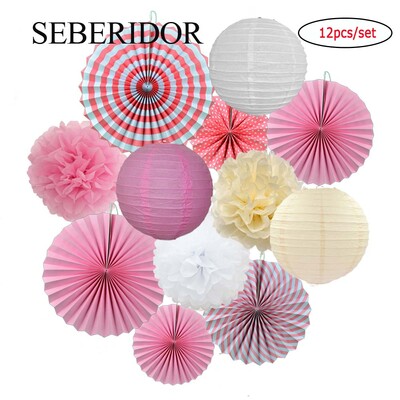 Χριστουγεννιάτικη μπομπονιέρα Μικτό κρεμαστό χαρτί βεντάλια στρογγυλό φανάρι Παιδικό αγόρι κορίτσι 1ο ντεκόρ γενεθλίων DIY Tissue Pompom Κόκκινο πράσινο