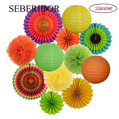 Χριστουγεννιάτικη μπομπονιέρα Μικτό κρεμαστό χαρτί βεντάλια στρογγυλό φανάρι Παιδικό αγόρι κορίτσι 1ο ντεκόρ γενεθλίων DIY Tissue Pompom Κόκκινο πράσινο