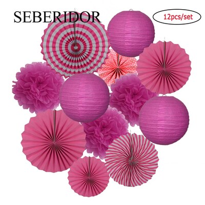 Χριστουγεννιάτικη μπομπονιέρα Μικτό κρεμαστό χαρτί βεντάλια στρογγυλό φανάρι Παιδικό αγόρι κορίτσι 1ο ντεκόρ γενεθλίων DIY Tissue Pompom Κόκκινο πράσινο