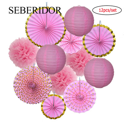 Χριστουγεννιάτικη μπομπονιέρα Μικτό κρεμαστό χαρτί βεντάλια στρογγυλό φανάρι Παιδικό αγόρι κορίτσι 1ο ντεκόρ γενεθλίων DIY Tissue Pompom Κόκκινο πράσινο