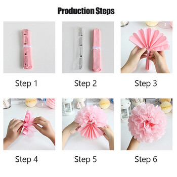 Χρυσό Πράσινο Λευκό Σετ DIY Tissue Fan Pompom Glitter Star Paper Chain για Παιδιά Μπομπονιέρα Γάμου Χριστουγέννων Πρωτοχρονιάς