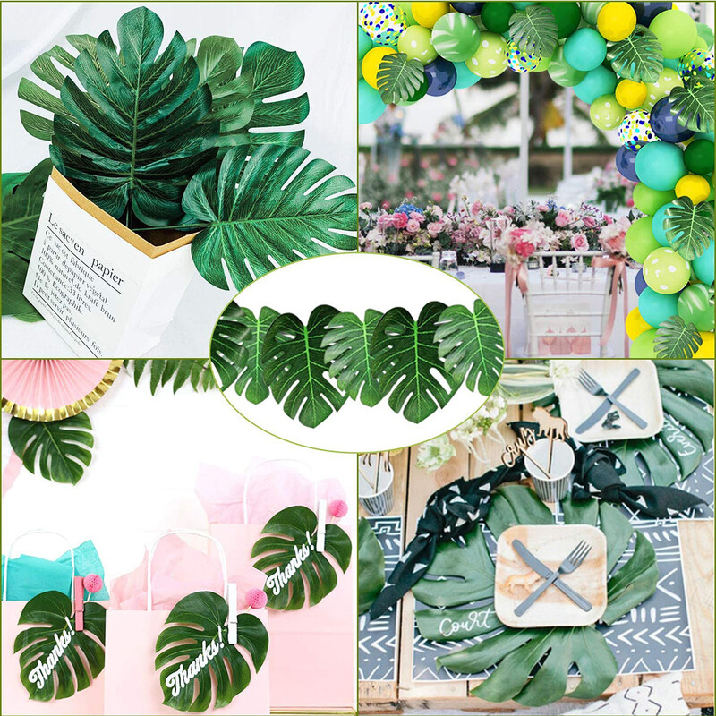 Mesterséges zöld trópusi pálmalevelek brazil levél dzsungel szafari születésnapi parti dekoráció esküvői otthoni asztaldísz hamis növény