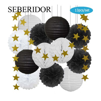 Zēna zēna meitenes kristību dekors, zils rozā 8 collu apaļš papīra laterna DIY kāzu ballītei, labvēlīga zaļa šūnveida auduma pompona dzimšanas dienas dāvana