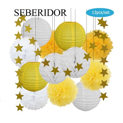 Zēna zēna meitenes kristību dekors, zils rozā 8 collu apaļš papīra laterna DIY kāzu ballītei, labvēlīga zaļa šūnveida auduma pompona dzimšanas dienas dāvana