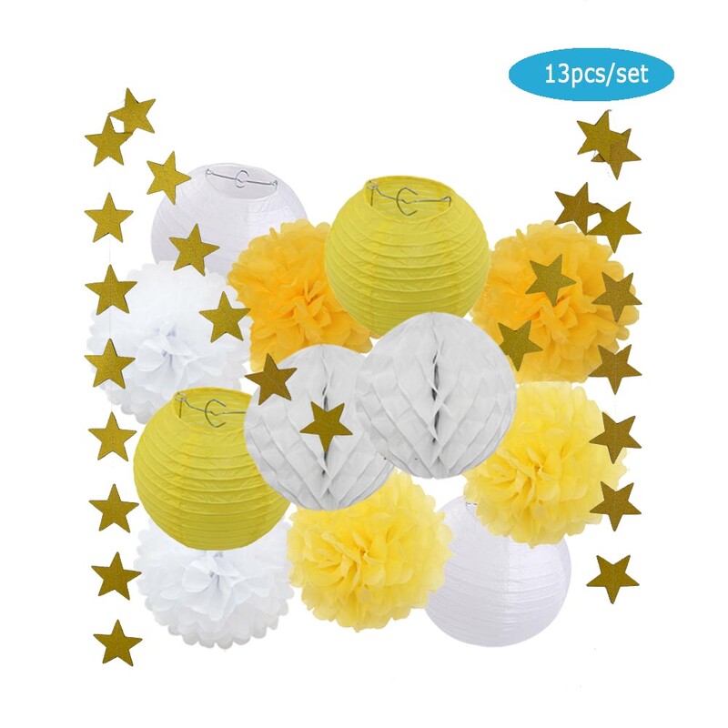 Zēna zēna meitenes kristību dekors, zils rozā 8 collu apaļš papīra laterna DIY kāzu ballītei, labvēlīga zaļa šūnveida auduma pompona dzimšanas dienas dāvana