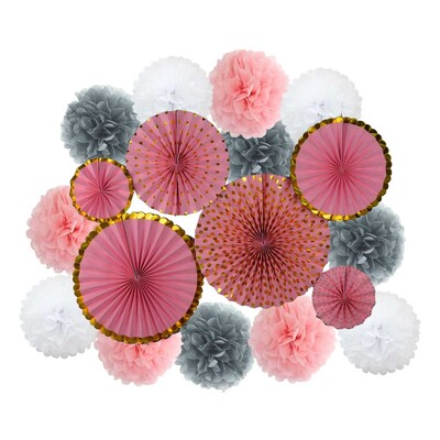 Ziemassvētku ballītes labvēlība Zelta zaļš komplekts Saliekams piekarināms papīrs, vēdekļpapīra salvete pompons bērnu dušai bērniem meitene zēna dzimšanas dienas dekors