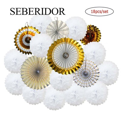 Ziemassvētku ballītes labvēlība Zelta zaļš komplekts Saliekams piekarināms papīrs, vēdekļpapīra salvete pompons bērnu dušai bērniem meitene zēna dzimšanas dienas dekors