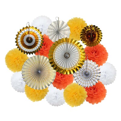 Ziemassvētku ballītes labvēlība Zelta zaļš komplekts Saliekams piekarināms papīrs, vēdekļpapīra salvete pompons bērnu dušai bērniem meitene zēna dzimšanas dienas dekors