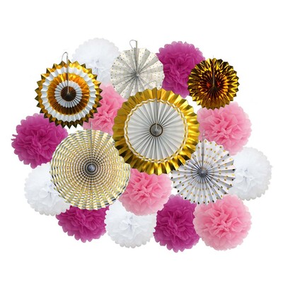 Ziemassvētku ballītes labvēlība Zelta zaļš komplekts Saliekams piekarināms papīrs, vēdekļpapīra salvete pompons bērnu dušai bērniem meitene zēna dzimšanas dienas dekors