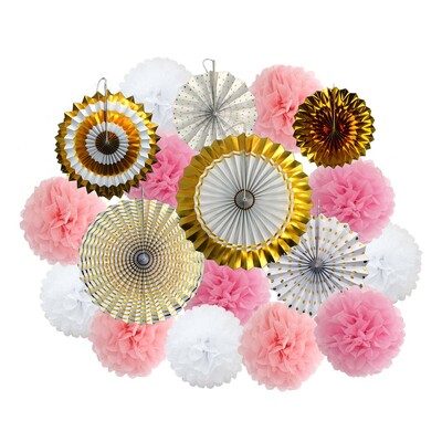 Ziemassvētku ballītes labvēlība Zelta zaļš komplekts Saliekams piekarināms papīrs, vēdekļpapīra salvete pompons bērnu dušai bērniem meitene zēna dzimšanas dienas dekors