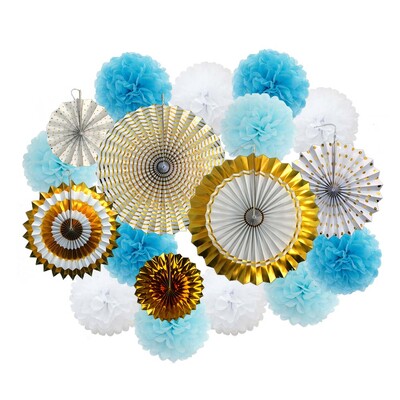 Ziemassvētku ballītes labvēlība Zelta zaļš komplekts Saliekams piekarināms papīrs, vēdekļpapīra salvete pompons bērnu dušai bērniem meitene zēna dzimšanas dienas dekors