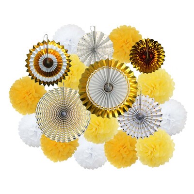 Ziemassvētku ballītes labvēlība Zelta zaļš komplekts Saliekams piekarināms papīrs, vēdekļpapīra salvete pompons bērnu dušai bērniem meitene zēna dzimšanas dienas dekors