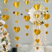 1,8-meetrine 3D-südamebänner, punane kuldne südamega rippuvad kaunistused, pulmade pulmade dušš, peokaunistus jõuluripats