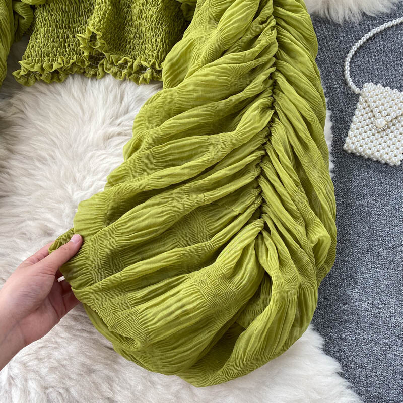 Női szexi sifon rövid blúz női átlátszó, szuper hosszú ujjú blusas lila/zöld/fekete/fehér összecsukható parti felsők 2022 új