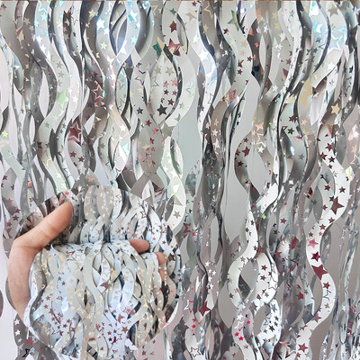 Új fólia rojtos lézerfüggönyök party dekorációk fotó hátterek születésnapi esküvőhöz, karácsonyi ballagási parti dekorációhoz