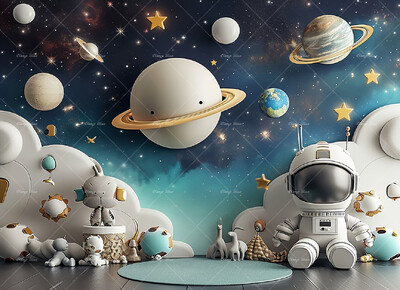 Űrűrhajós Galaxis Bolygó Háttér Szobadekoráció Fényképezés Fiú Születésnapi Party Dekoráció Háttér Fotóstúdió