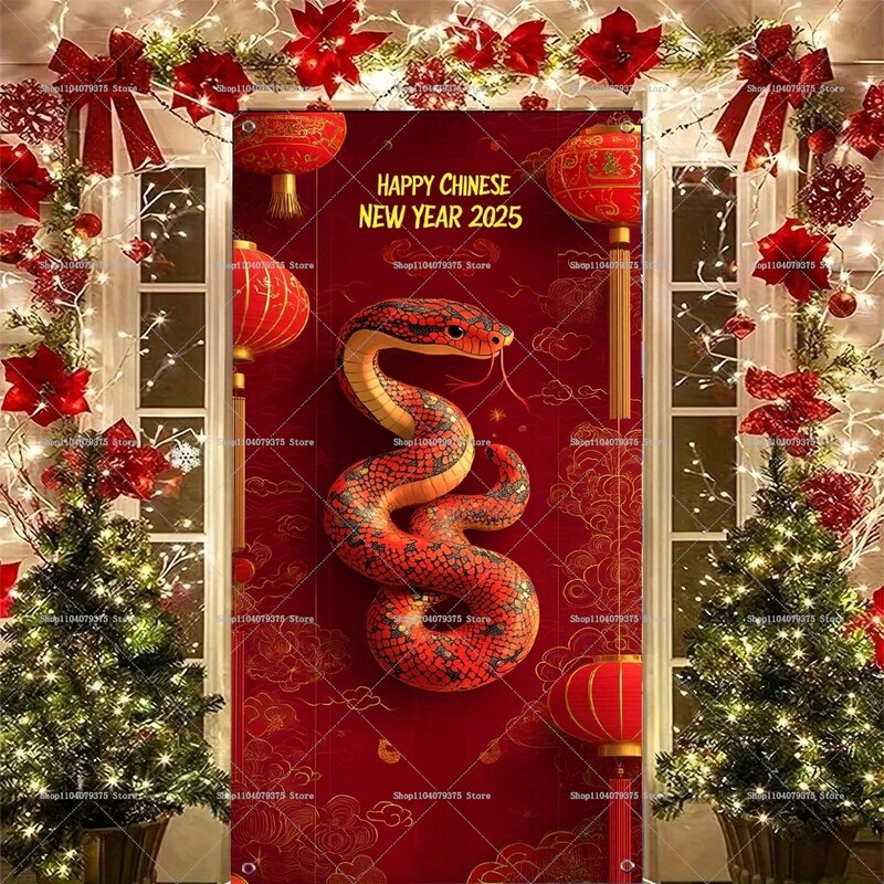 2025 A Kígyó Éve Tavaszi Fesztivál Ajtófotózás háttérparti Ajándékdísz Oroszlánajtós Photo Booth fali dekoráció