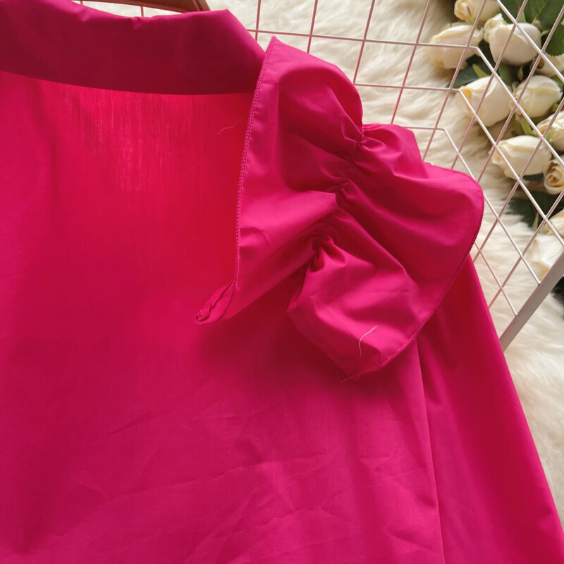 Elegáns, édes lámpás hosszú ujjú hajtóka fodros bő blúz Elegáns francia divat szexi ing tavaszi ősz női felső