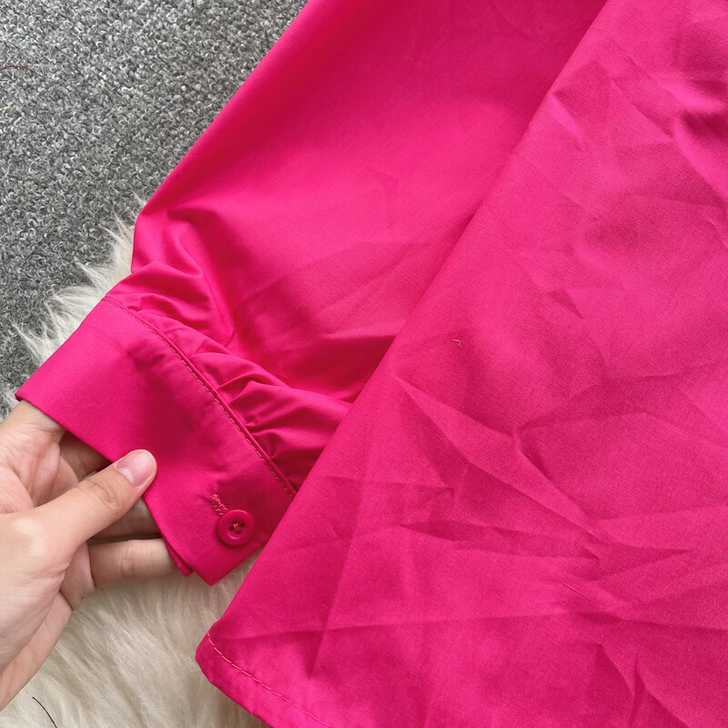 Elegáns, édes lámpás hosszú ujjú hajtóka fodros bő blúz Elegáns francia divat szexi ing tavaszi ősz női felső