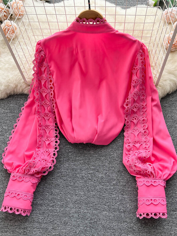 EWQ Sweet Style Γυναικεία ζακέτα μπλούζα μονόστηθος με γάντζο λουλούδι συνονθύλευμα φαναράκι Γυναικεία πουκάμισα φθινόπωρο 2023 Νέο SN3615