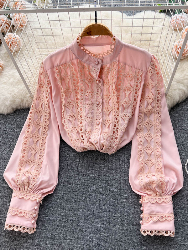 EWQ Sweet Style Γυναικεία ζακέτα μπλούζα μονόστηθος με γάντζο λουλούδι συνονθύλευμα φαναράκι Γυναικεία πουκάμισα φθινόπωρο 2023 Νέο SN3615