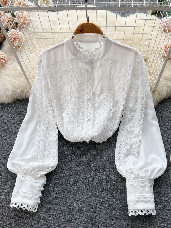 EWQ Sweet Style Γυναικεία ζακέτα μπλούζα μονόστηθος με γάντζο λουλούδι συνονθύλευμα φαναράκι Γυναικεία πουκάμισα φθινόπωρο 2023 Νέο SN3615