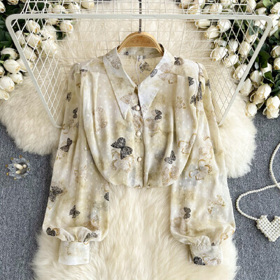 Vintage nyakkendőfesték lehúzható gallérral hosszú ujjú póló Alkalmi karcsú szexi póló Elegáns vékony pólók Női utcai ruházat divatos felső