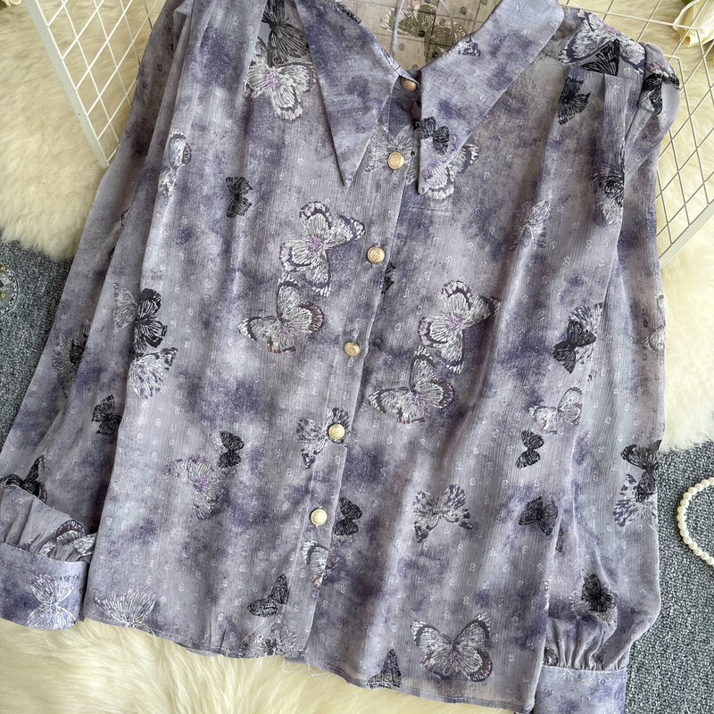 Vintage nyakkendőfesték lehúzható gallérral hosszú ujjú póló Alkalmi karcsú szexi póló Elegáns vékony pólók Női utcai ruházat divatos felső