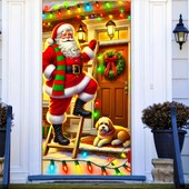 Άγιος Βασίλης με χριστουγεννιάτικα λαμπάκια και σχέδιο σκύλου Πολυεστερική γιορτή - καθολική εφαρμογή