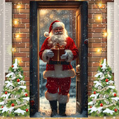 Santa Claus Surprise Door Backdrop - Vinyl Christmas & Halloween Room Decor, Ιδανικό για σκηνικά φωτογραφίας και φόντο στούντιο