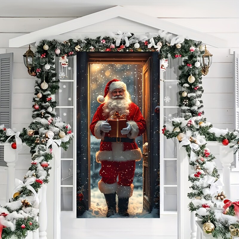 Santa Claus Surprise Door Backdrop - Vinyl Christmas & Halloween Room Decor, Ιδανικό για σκηνικά φωτογραφίας και φόντο στούντιο
