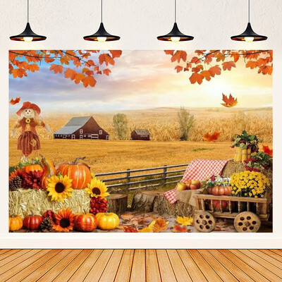 Őszi hálaadás napi téma őszi tök juhar elhagyja Törökország parasztház pajta aratás baba portré fotózás háttér kellék