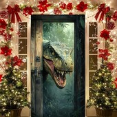 Dinoszaurusz témájú ajtóhuzat - Sokoldalú "poliészter transzparens bulikhoz, fotófülkékhez és fesztiválokhoz - beltéri/kültéri dekoráció