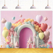 Bájos virág Castle Balloon arch háttér fotózás háttér lány születésnapi és esküvői ünnepségeken